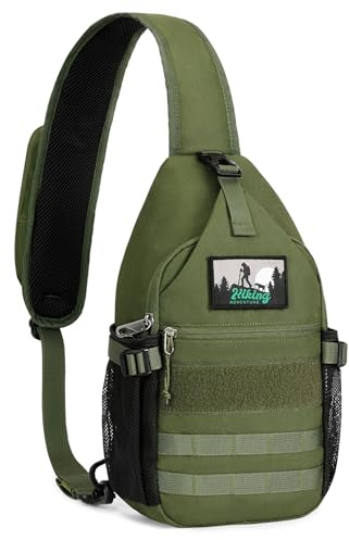 HALOVIE Mochila Táctica para Hombre Bolso de Hombro Antirrobo con Sistema MOLLE Crossbody Sling Bag para Viaje, Deportes y Urbanos (verde militar)