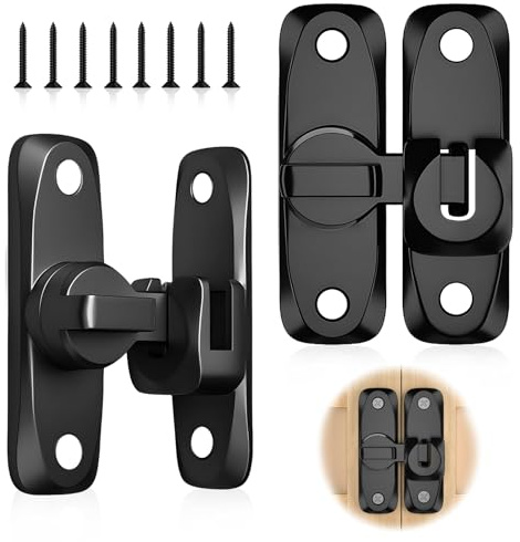 SI SEN Serratura Scorrevole a 90° per Porta di Fienile, Piccolo Chiavistello, Serrature Porte di Sicurezza, Chiavistello Scorrevole Porta, Serrature Antifurto per Porte, Finestre, Giardino