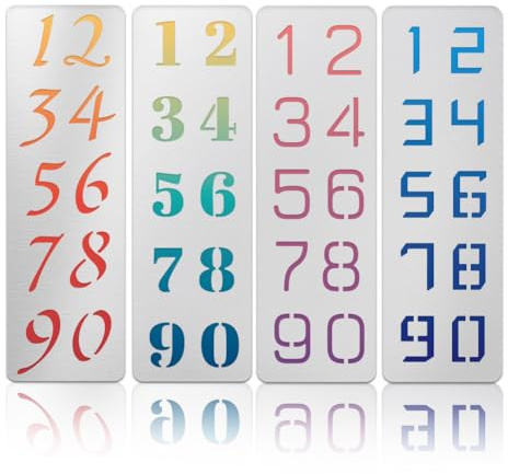 UNICRAFTALE 4 plantillas de metal reutilizables, plantillas de varios números para pintar, plantillas de acero inoxidable para manualidades, álbumes de recortes, álbum de fotos, tarjetas de papel