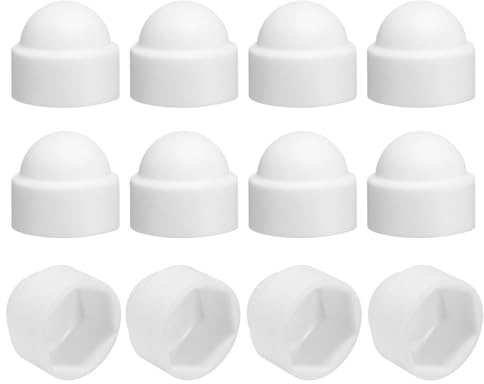 uxcell 12Pcs Hex Nut Cover, M8x14x15mm Plastic Dome Nut Protection Cap Hex Screws Bolt Covers for Indoor Outdoor Furniture Automotive Bolts Decoration, White