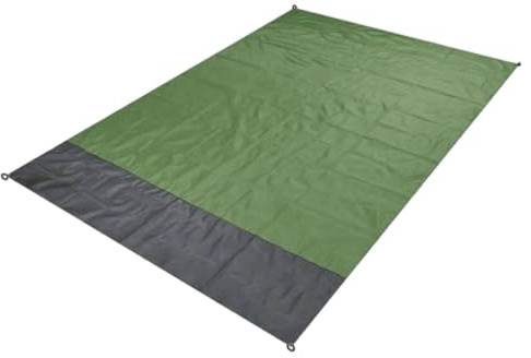 LIXSAZSE Faltbare Strandmatte, sandfeste Outdoor Decke, tragbar, waschbar, Camping, Klettern, Isomatte mit Pfählen, 140 x 200 cm, Armeegrün