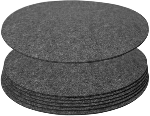 Filzuntersetzer Rund 6 Stück 37cm, Tischuntersetzer Filz Grau | Polyesterfaser, Schutz vor Kratzern und Flecken, Handwäsche Pflegeleicht, Anti-Pilling, für Esstisch Couchtisch Büro
