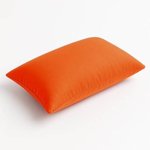 Coussin de décoration extérieur 60x35 cm, Lot de 2 – Déhoussable, déperlant, Anti-UV, pour Fauteuil ou canapé de Jardin (Orange, 60x35cm)