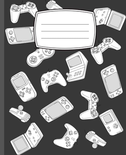 Composition Notebook Gaming: Wide Ruled Video Game Themed Journal – 110 Pages, 7.5x9.75 Inches – Cool Black & White Design for Gamers