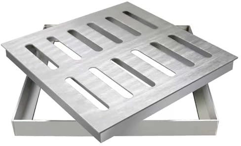 RTTZBOZ Tapa y Marco de Alcantarilla de Hierro Fundido para Exteriores, Rejilla Desague Terraz, para Bloquear Escombros, para Entradas de Vehículos, Concreto y Patios(40x40cm/16x16in)