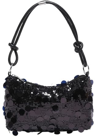 Uwiyo Pochette à Paillettes, Paillettes Sac à Bandoulière Femme Sac de Soirée Argentée Or Noir Sac Paillettes Pochettes et Clutches Femme pour Prom Banquet Fête Mariage (Noir)