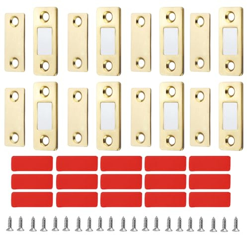 Confezione da 8 chiusure magnetiche per porte, ultra sottili, adesive, per armadietti, cassetti, armadi, porte scorrevoli (oro)
