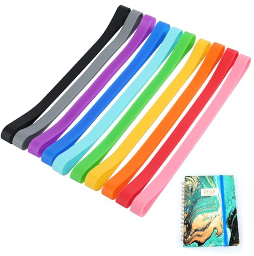 Pack of 20 Rubber Bands Wide, 20 x 1 cm, Silicone, Reusable, Large, 10 Colours