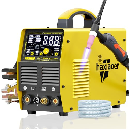 Haxiaoer Aluminium Welder 240v,tig Welder ac dc with Pulse,[Large LED Display] 200A Digital Inverter AC Pulse TIG/AC TIG/DC Pulse TIG/HF TIG/ARC Welding Machine HXT200P AC DC Pro