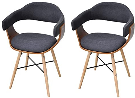 vidaXL 2X Sillas de Comedor Madera de Nogal Curvada y Tapicería de Tela Gris