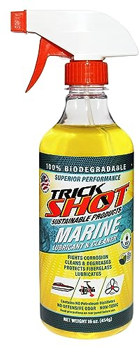 Trick Shot Marine Grade Lubricant & Penetrating Oil - Biodegradable Food Grade Rust Prevention Spray, Anti-Seize, Cleaner & Lubricant for Boat Galleys, Fiberglass, Fishing Gear Lubrication - 16 oz