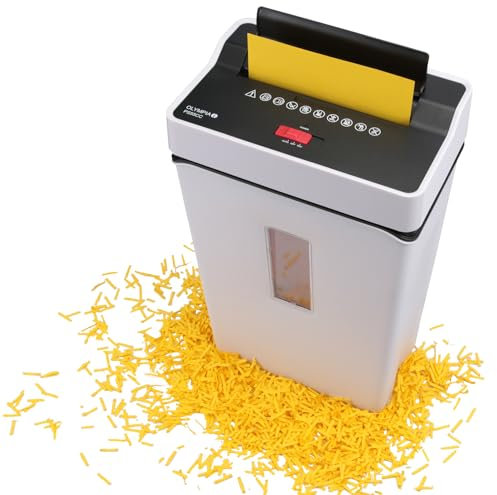 Olympia PS 55 CC Profi Aktenvernichter (mit Partikelschnitt, Sicherheitsstufe P4, Kreditkarte, 10 Blätter 80 g/m², Papierschredder fürs Büro, Papiervernichter, Reißwolf mit Papierkorb, Sichtfenster)