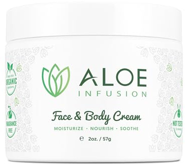 Aloe Infusion Aloe Vera Face & Body Cream – Natural Moisturizer for Dry, Sensitive & Irritated Skin – Hydrating, Non-Greasy Lotion with Shea Butter & Manuka Honey – After-Sun Care & Eczema Cream
