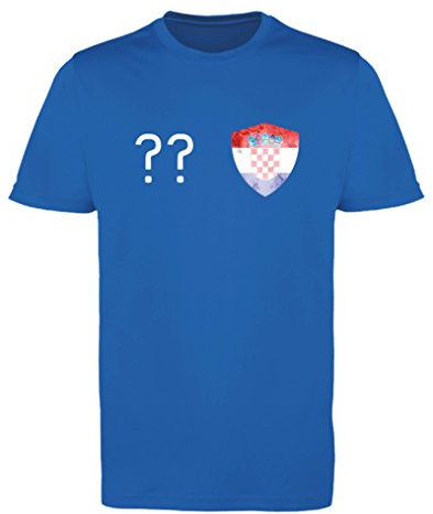 Comedy Shirts - Kroatien Trikot - Wappen: Klein - Wunsch - Jungen Trikot - Royalblau/Weiss Gr. 122-128