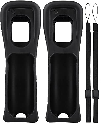 Lactivx Lot de 2 coques en silicone avec dragonne pour télécommande Wii (Noir)