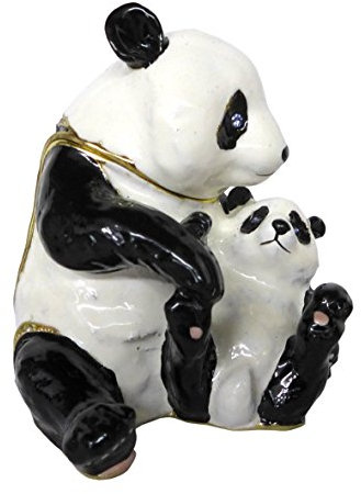 Pillendose Panda mit Jungem Strass Schmuckdose Tablettendose Dose für Pillen