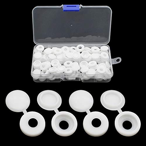 JaneYi 100 Stück Weiße Schraubenabdeckungen Kunststoff Abdeckkappen für Schrauben Schraubenkappen Schraubdeckel mit Aufbewahrungsbox für Möbelschränke Kleiderschrank