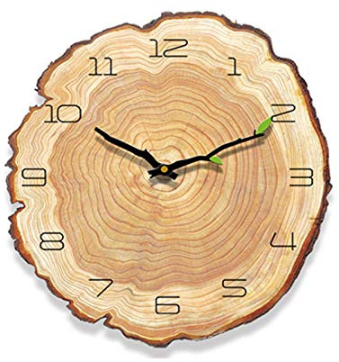 Beihaoer - Reloj de pared anual, 12 pulgadas, de madera, sin tictac, funciona con pilas, creativo, irregular, decorativo, silencioso, para la habitación de los niños, sala de estar en interiores