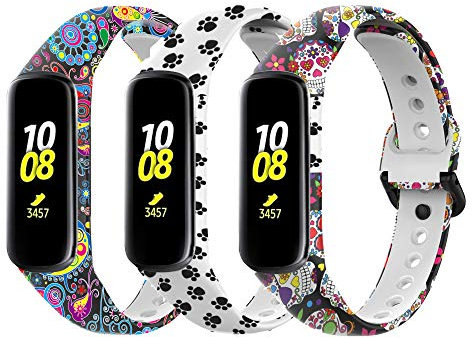 Chofit Straps Compatible with Samsung Galaxy Fit 2 Strap, Replacement Soft Silicone Wristband Band Floral Pattern Armbands for Galaxy Fit2 SM-R220 Fitness Tracker (3C)