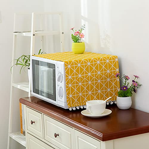 tooloflife Microwave Oven Dustproof cover, 35.43x11.81 inch Microwave Dust Cover Decorative Kitchen Appliance Cover with Side Storage Pockets
