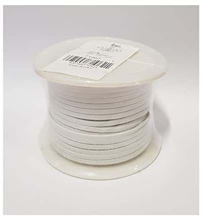 Cartai Bassanesi Formoso Cordoncino Piatto in Ecopelle Spessore 3 mm Rotolo Bobina da 50 mt Bianco Fai da Te - Art 71062