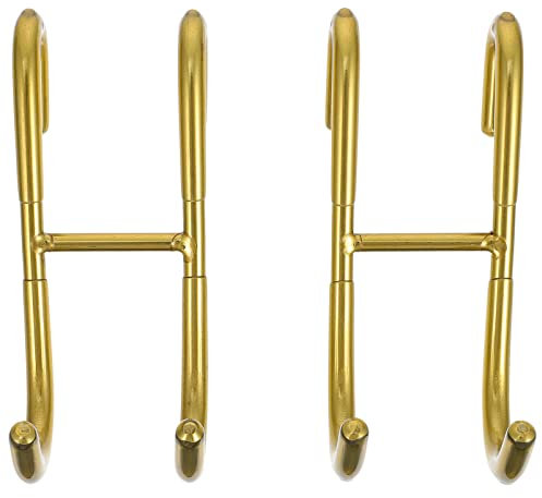 DOITOOL Stainless Steel over Door Hooks 2Pcs Punch-Free Hanging Hooks for Bathroom Kitchen Storage Organizer Hold Towels Clothes Hats Space Saving