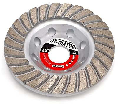 DT-DIATOOL Diamant-Schleifscheibe, 115 mm, Betonschalenradbohrung, 22,23 mm, für Mauerwerk, Ziegelstein, Hartstein, Premium-Sinterdiamant, Turbo-Segmentierrad