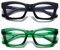Hubeye 2 Gafas de lectura para mujer rectangulares con bisagra de resorte Anteojos de lectura anti luz azul con funda de tela 2.5