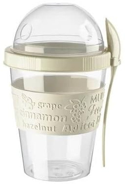 1 Pcs Reusable Yogurt Pots With Lids, Overnight Oats Jar Container with Spoon, 20 Oz 600ml Yoghurt Container, Breakfast Pots To Go, Dishwasher Safe Yogurt Pot Granola Muesli Cereal 100% BPA Free