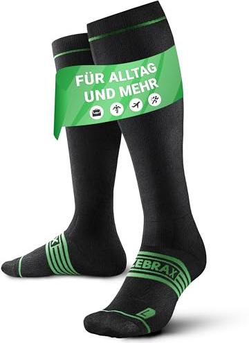 ZEBRAX® Kompressionsstrümpfe Damen & Herren [Gr. 35-47] zur Förderung der Performance I Gepolsterte Stützstrümpfe für schmerzfreies Joggen uvm. I Atmungsaktive Kompressionsstrümpfe Herren