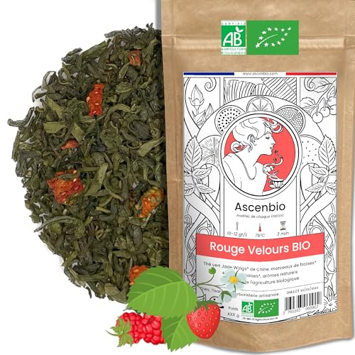 Ascenbio - Tè verde - Rosso velluto biologico - 180g sciolto - preparato e confezionato in Francia - imballaggio biodegradabile
