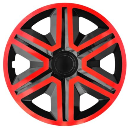 Luckyberg Radkappen 16 Zoll Action | Zierkappen in vielen Farben, Radzierblenden 4er-Set für die meisten Automarken und Stahlfelgen. Felgenabdeckung für Autofelgen. (16 - ROT/SCHWARZ)