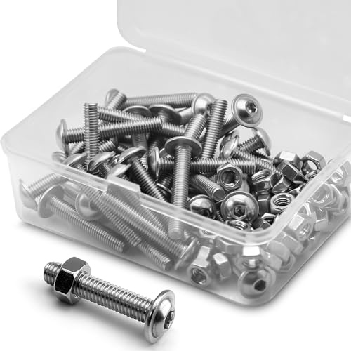 (40 Sätze) M5 x 30mm Innensechskantschrauben mit Flansch und Muttern Set 304 Edelstahl Linsenkopf Schrauben