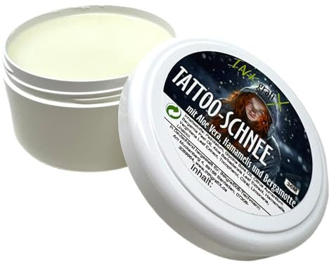 INKgrafiX® TATTOO SCHNEE 250ml - NEU! Bergamotte, Hamamelis und Aloe Vera Schmiere - aus Deutschland mit natürlichen Inhaltsstoffen- PROFI - STUDIO