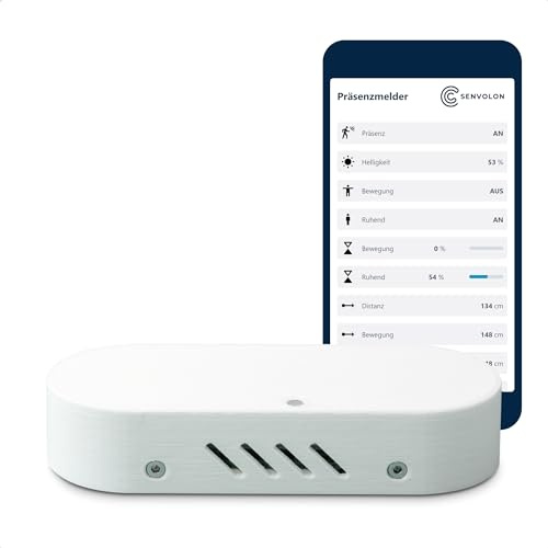 Senvolon Präzisions WLAN Radar Präsenzmelder und Bewegungsmelder (24Ghz) – Smartphone Steuerung – Helligkeitssensor – Sirene – Smarthome Integration – Schaltsignalausgang – Made in Germany