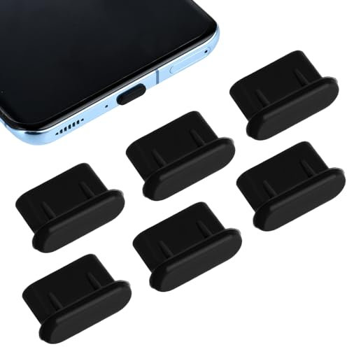 Andibro USB C Port Dust Protection Plugs, 6 Pcs Type C Silicone Dust Covers Phone Type-C Port Protective Caps Anti Dust Charging Plug Protectors Silicone Case Compatible with Laptop Smartphones(A)