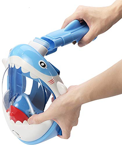 Alomejor Maschera da Snorkeling Integrale per Bambini Vista Panoramica a 180 Gradi Silicone Liquido Antiappannamento Facile da Respirare per Lo Snorkeling Subacqueo