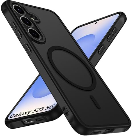 ivoler Matt Schwarz Magnetisch Hülle für Samsung Galaxy S25, [Kompatibel mit MagSafe] [Militärnorm Sturzschutz] Stoßfest Kratzfest Rückseite Schutzhülle Dünn Flüssig Silikon Handyhülle Case