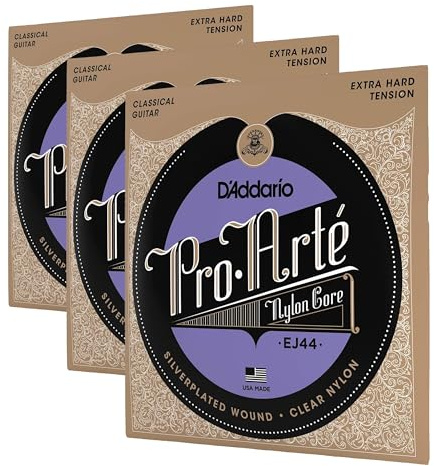 D'Addario Gitarrensaiten für Konzertgitarre - EJ44 Pro-Arte Nylonsaiten Satz - Extra Hard Tension (3er Pack)