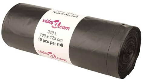 Rantry Bolsas de basura negras de 240 L, 150 unidades