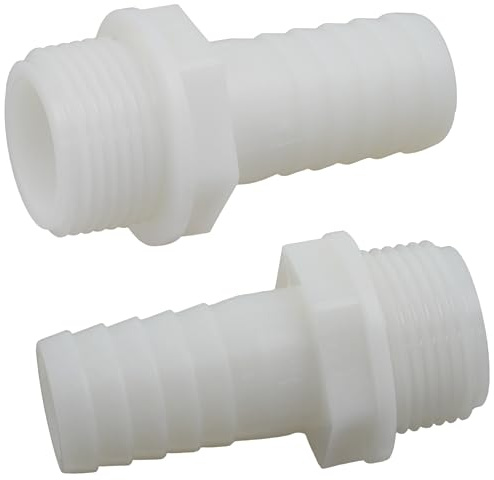 AERZETIX - Juego de 2 Racores Macho Acanalado Recto 1'' x Ø25mm para Atornillar - Rosca Exterior - Adaptador Conector Sistema Circuito de Irrigación Riego - en Poliamida - Color Blanco - C75011