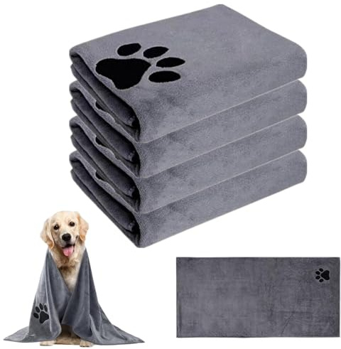 bangminda 100x50 cm Serviettes pour Chiens Grande Lot de 4 Serviette de Bain pour Chien en Microfibre à Séchage Rapide pour Animal Couvertures Lavables Serviettes de Bain Absorbantes pour Chien Chat