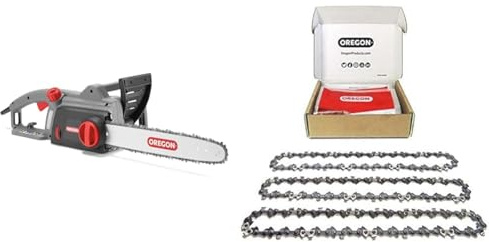 Oregon CS1200 1800W Electric Chainsaw, Corded Electric Saw with 35cm (14-Inch) & 3-Pack Chainsaw Chain for 14-Inch (35 cm) Bar -52 Drive Links