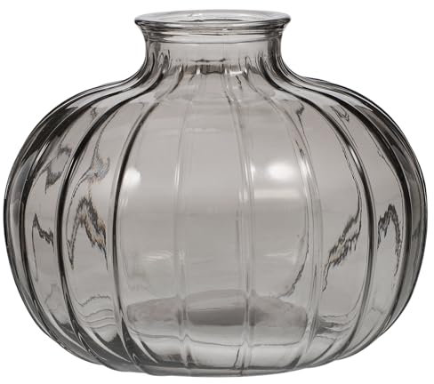 CORHAD 1pc Gray Decorative Glass Vase for Flower Arrangements Minimalist Pumpkin Shape Hydroponic Container Decor for Dining Table and Living Room