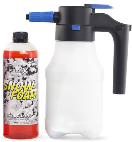 FULLCARX Kit Champú con Pulverizador a Presión Automático Eléctrico, Detergente Espuma Activa Snow Foam PH Neutro, Foamer a Batería Carga USB, Limpieza Exterior Coche, Productos Detailing Profesional