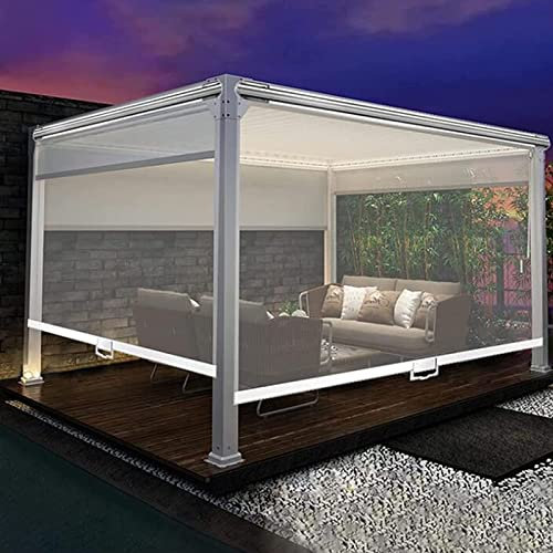 Estor enrollable impermeable transparente para pérgola de jardín, interior/exterior, persianas de plástico para cenador, 55 x 79 pulgadas