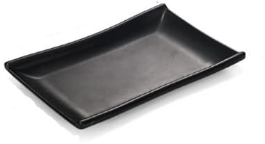 imposyu Set di 4 Piatti Neri Rettangolari da Dessert Piccoli Piatti Rettangolari 19,3x12,7x2,3cm Piatti da Portata Rettangolari per Antipasti, Sushi, Snack