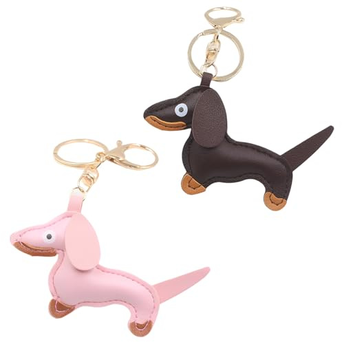 2 Stück Dackel Anhänger, Schlüsselanhänger Dackel, Süße Welpe Hundetasche Anhänger Leder Dackel Schlüsselanhänger, Dackel Deko für Lieblingsmensch Geburtstag Schlüsselring