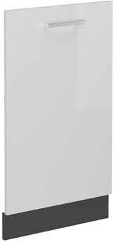 Vicco Pannello frontale R-Line, Bianco lucido, 45 cm | Lavastoviglie completamente integrata 45cm · Senza piano di lavoro · Abbinato al frontale cucina · Liberamente combinabile