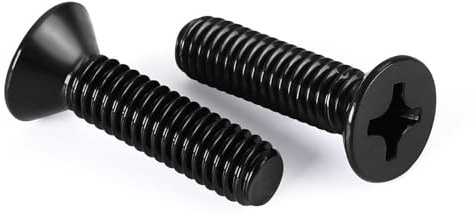 Wavanta 50Pcs M3 Bolts, M3 x 12mm Flat Countersunk Head Bolts Screws, Phillips Drive Machine Bolt, 304 Stainless Steel, Black Finish, Full Thread